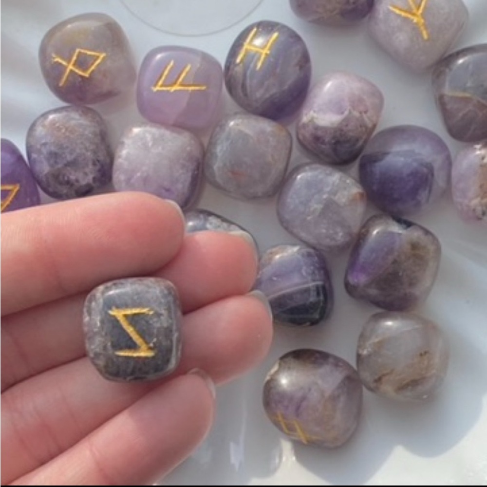 Amethyst Runes - Natural Genuine Gemstone Crystal Runes